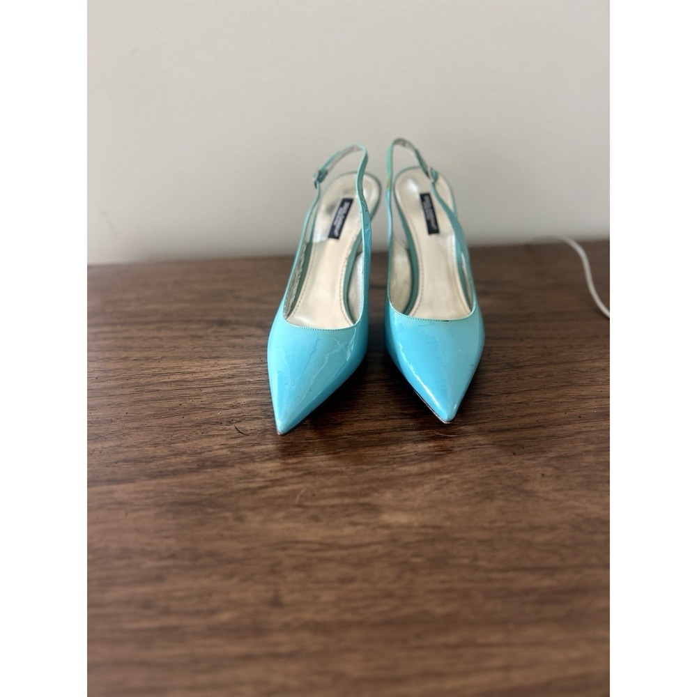 Dolce & Gabbana Patent Leather Slingback Pumps Turquoise EU 38.5 US 7.5/8 READ - Picture 3 of 16